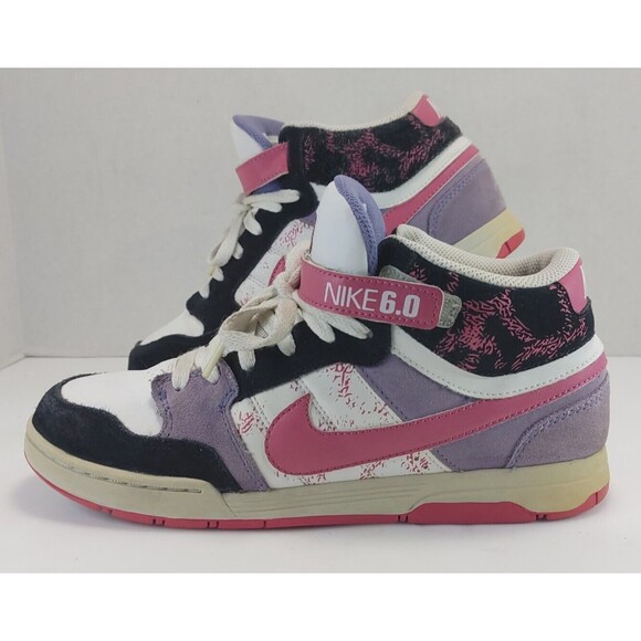 Nike 6.0 Air Mogan Mid Premium Skate Shoes WHT/BLK/PINK/PURPLE Women's US 8.5 - Picture 7 of 16